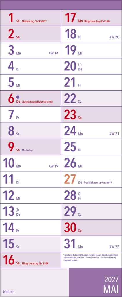 Weitere Ansicht: XL Planer Großdruck 2027