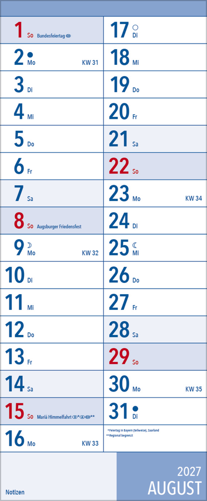 Weitere Ansicht: XL Planer Großdruck 2027