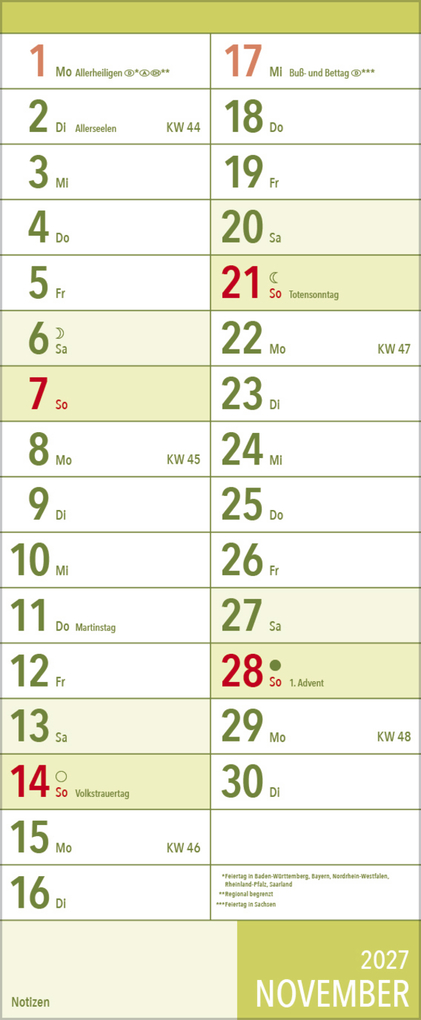 Weitere Ansicht: XL Planer Großdruck 2027