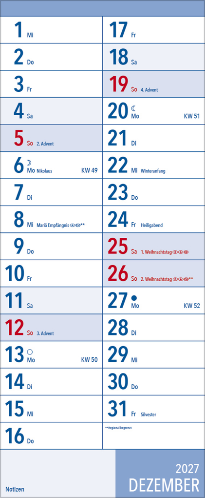 Weitere Ansicht: XL Planer Großdruck 2027