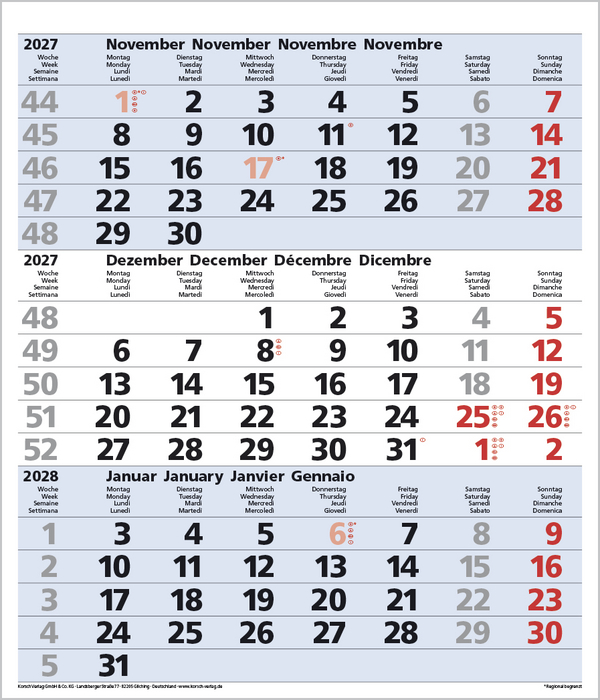 Weitere Ansicht: 3-Monats-Planer Comfort Blau 2027