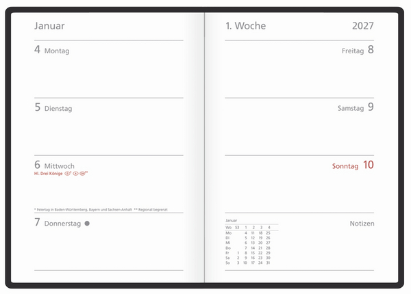 Weitere Ansicht: Wochentimer Colour blau 2027