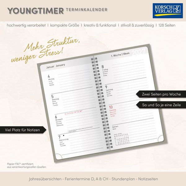 Weitere Ansicht: Taschenkalender Youngtimer Vanlife 2027