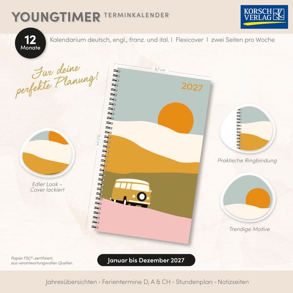 Weitere Ansicht: Taschenkalender Youngtimer Vanlife 2027