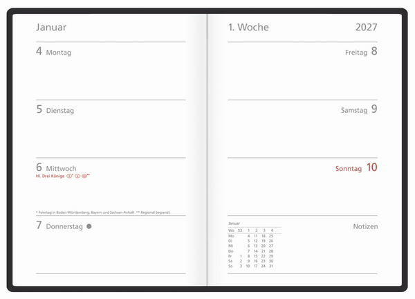 Weitere Ansicht: Wochentimer Colour anthrazit 2027