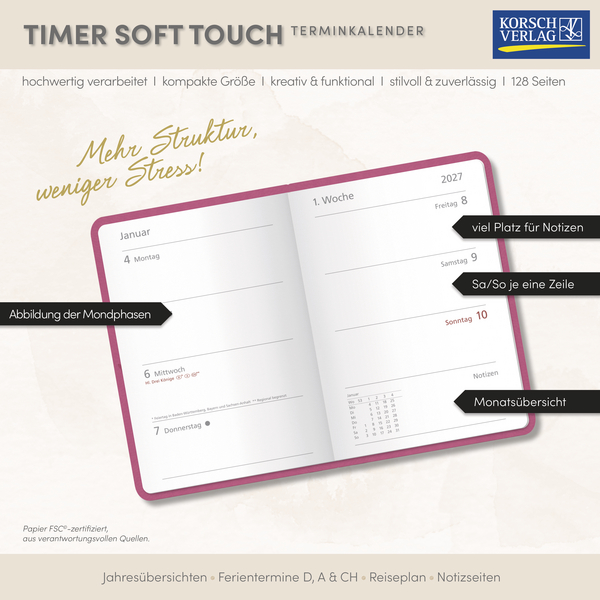 Weitere Ansicht: Timer Soft Touch magenta 2027