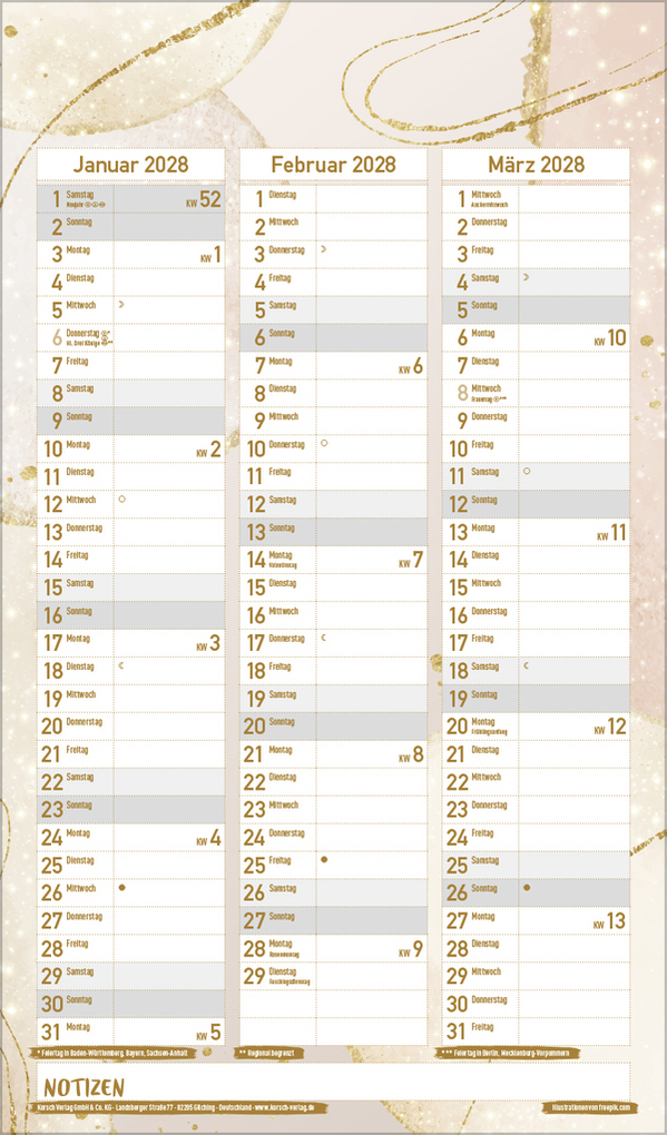 Weitere Ansicht: Familienplaner Metallic Glam 2027
