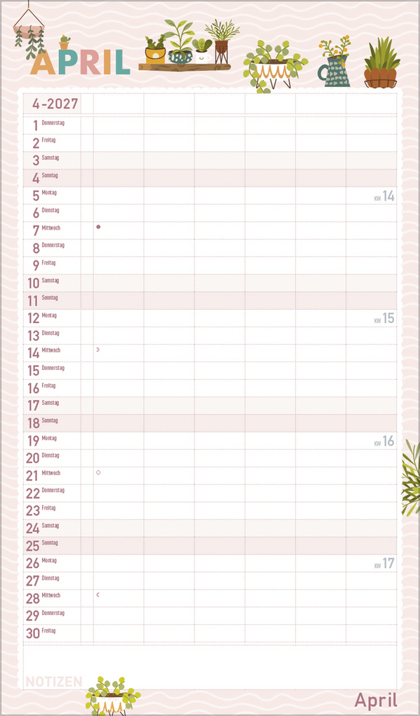 Weitere Ansicht: Familienplaner Happy Plants 2027