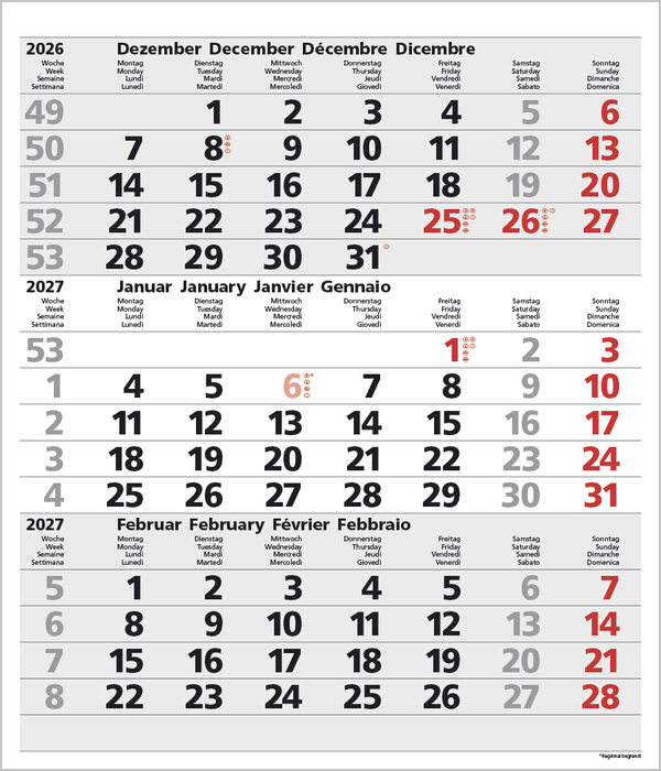 Weitere Ansicht: 3-Monats-Planer Comfort Grau 2027