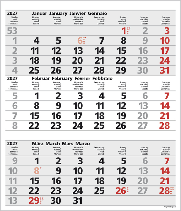 Weitere Ansicht: 3-Monats-Planer Comfort Grau 2027