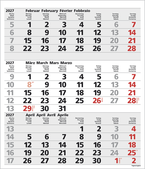 Weitere Ansicht: 3-Monats-Planer Comfort Grau 2027