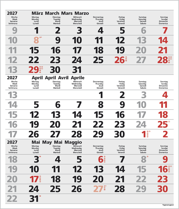 Weitere Ansicht: 3-Monats-Planer Comfort Grau 2027