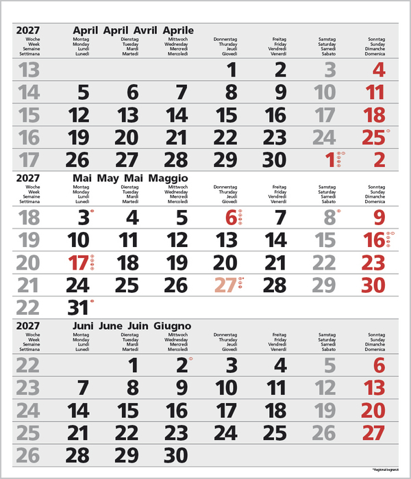 Weitere Ansicht: 3-Monats-Planer Comfort Grau 2027