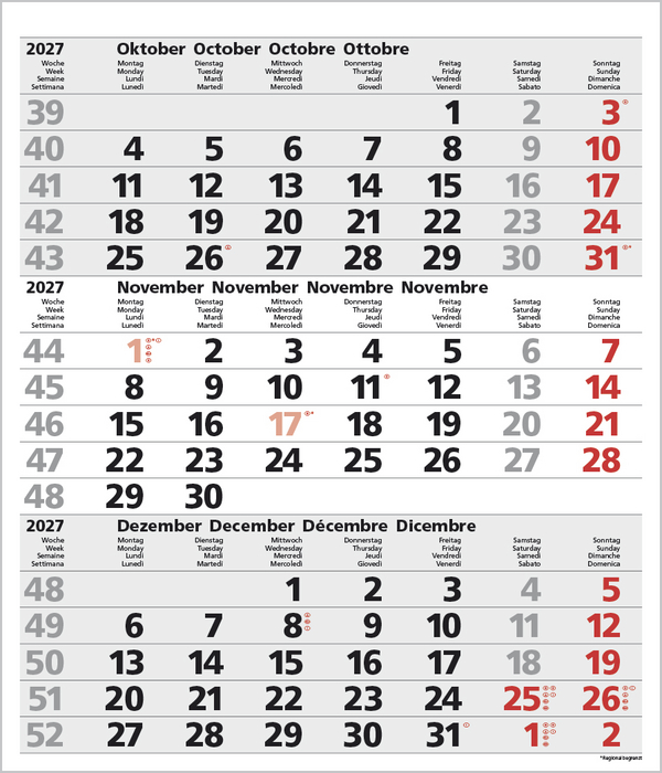 Weitere Ansicht: 3-Monats-Planer Comfort Grau 2027