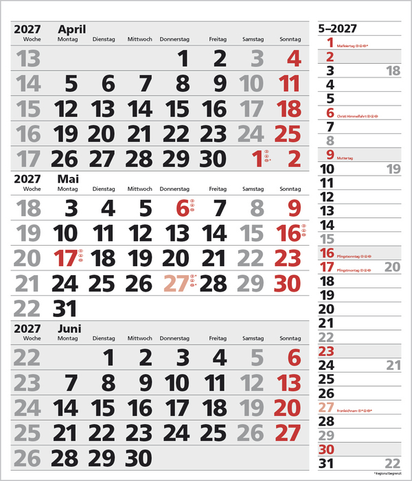 Weitere Ansicht: 3-Monats-Planer XL Combi 2027