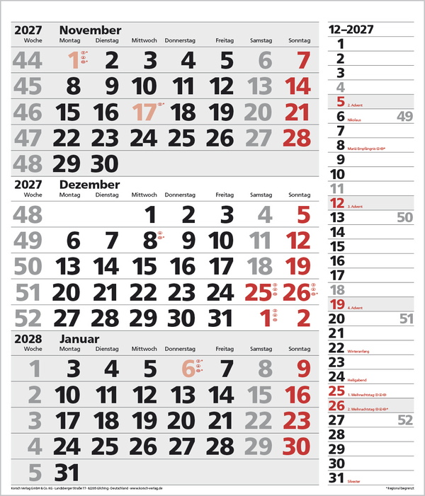 Weitere Ansicht: 3-Monats-Planer XL Combi 2027