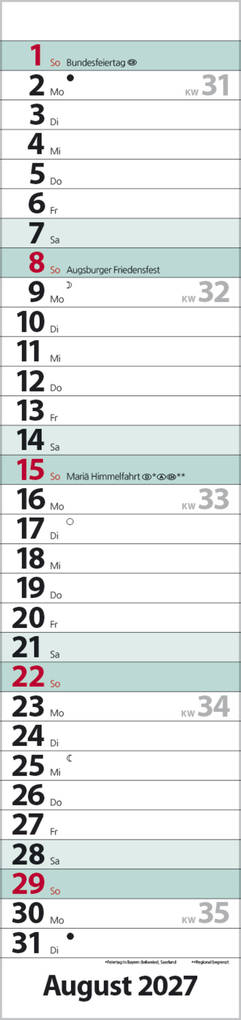 Weitere Ansicht: Streifenplaner Compact Türkis 2027