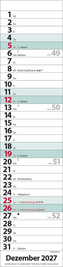 Weitere Ansicht: Streifenplaner Compact Türkis 2027