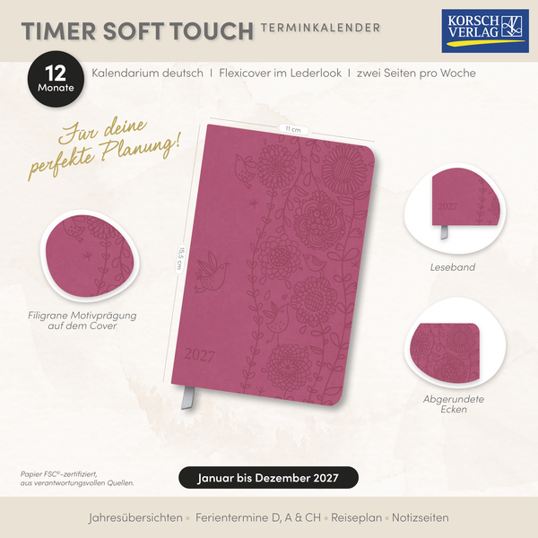 Weitere Ansicht: Timer Soft Touch pink 2027