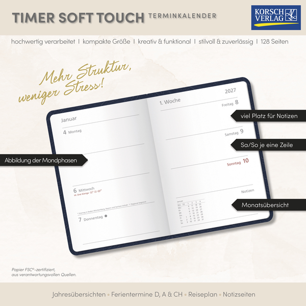 Weitere Ansicht: Timer Soft Touch nachtblau 2027