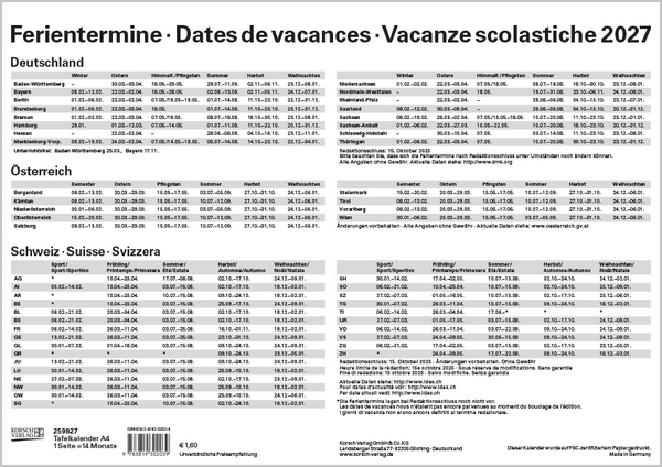 Weitere Ansicht: Tafelkalender A4 2027
