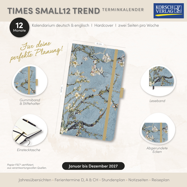 Weitere Ansicht: Buchkalender Times Small12 Trend Mandelblüte 2027
