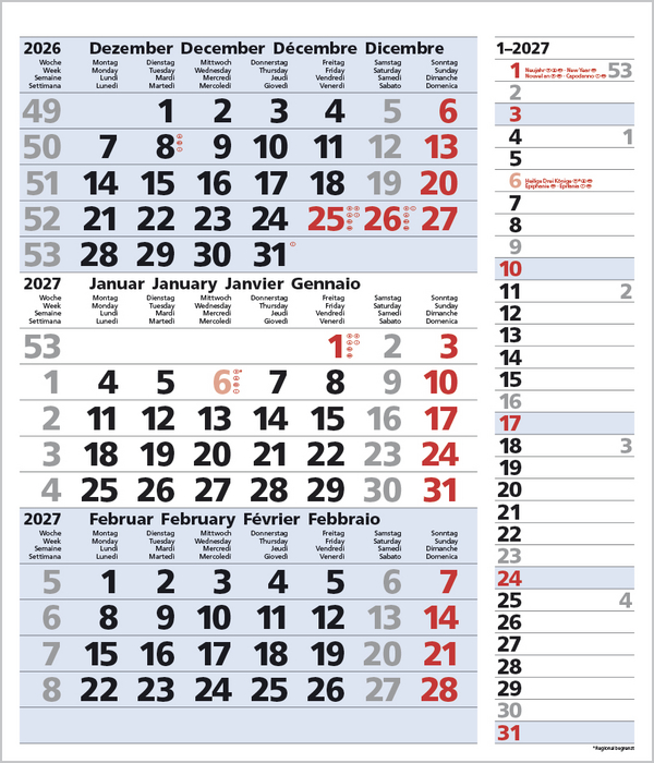 Weitere Ansicht: 3-Monats-Planer Combi Blau 2027