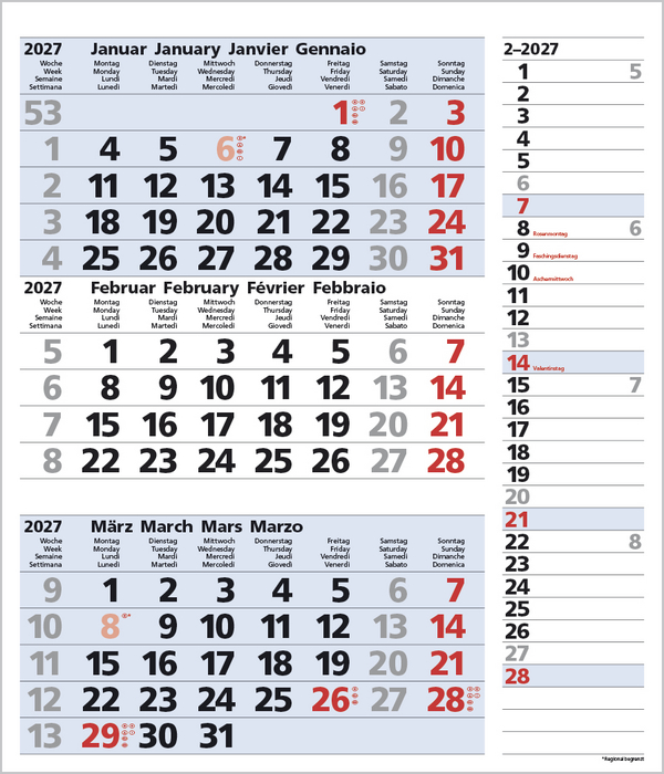 Weitere Ansicht: 3-Monats-Planer Combi Blau 2027