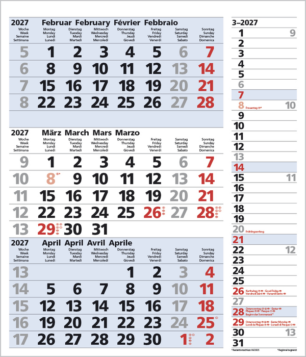 Weitere Ansicht: 3-Monats-Planer Combi Blau 2027