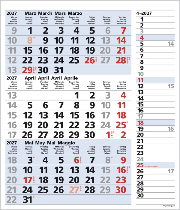 Weitere Ansicht: 3-Monats-Planer Combi Blau 2027