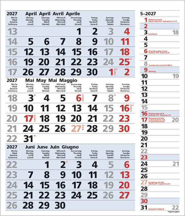 Weitere Ansicht: 3-Monats-Planer Combi Blau 2027