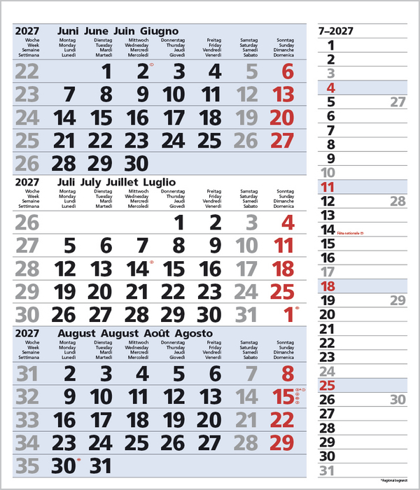 Weitere Ansicht: 3-Monats-Planer Combi Blau 2027