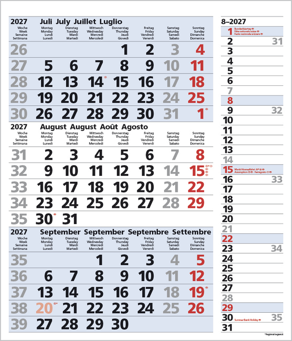Weitere Ansicht: 3-Monats-Planer Combi Blau 2027