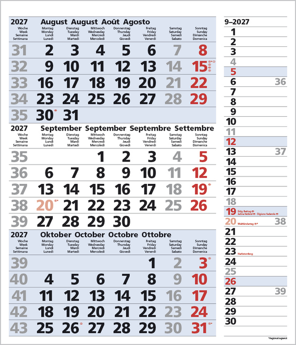 Weitere Ansicht: 3-Monats-Planer Combi Blau 2027