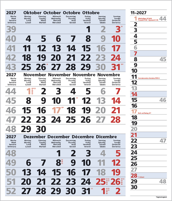 Weitere Ansicht: 3-Monats-Planer Combi Blau 2027