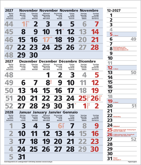 Weitere Ansicht: 3-Monats-Planer Combi Blau 2027