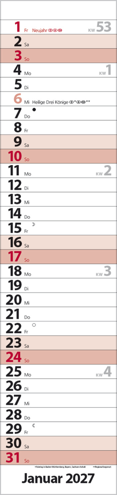 Weitere Ansicht: Streifenplaner Compact Rot 2027