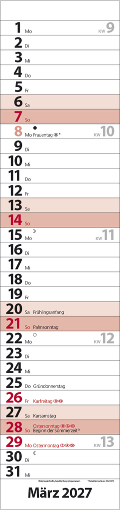 Weitere Ansicht: Streifenplaner Compact Rot 2027