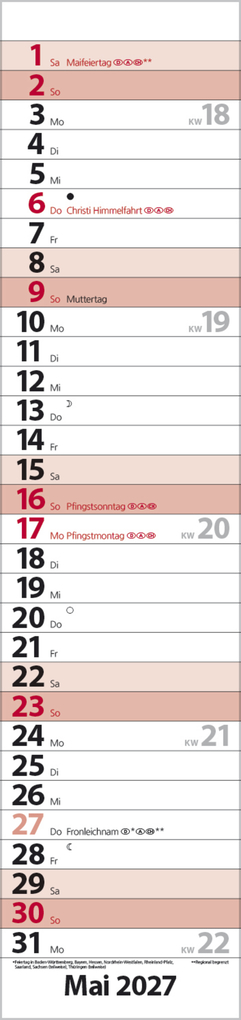 Weitere Ansicht: Streifenplaner Compact Rot 2027