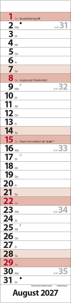 Weitere Ansicht: Streifenplaner Compact Rot 2027