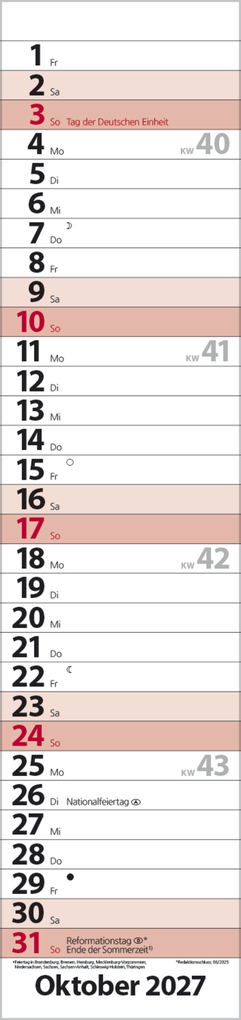 Weitere Ansicht: Streifenplaner Compact Rot 2027