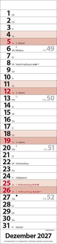 Weitere Ansicht: Streifenplaner Compact Rot 2027