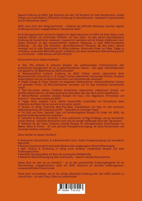 Weitere Ansicht: Vegane Ernährung bei ADHS: Das Kochbuch mit über 150 Rezepten für mehr Konzentration, stabile Energie und innere Balance | Alisha Moore