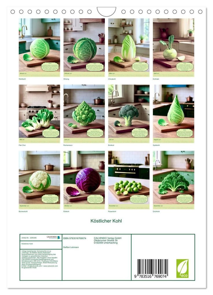 Weitere Ansicht: Köstlicher Kohl (Wandkalender 2027 DIN A4 hoch), CALVENDO Monatskalender | Calvendo, Köstlicher Kohl
