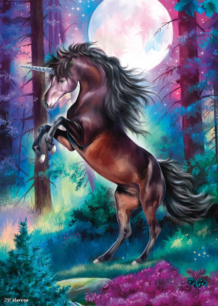 Weitere Ansicht: Einhorn bei Vollmond