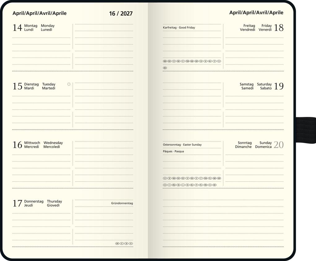 Weitere Ansicht: BRUNNEN 1075666907 Taschenkalender Kompagnon Mod. 756 66 2027 A6, Kunststoff, schwarz