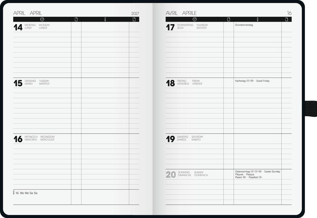 Weitere Ansicht: BRUNNEN 1072529907 Buchkalender Kompagnon TimeCenter Mod. 725 2027 A5, Kunststoff, schwarz