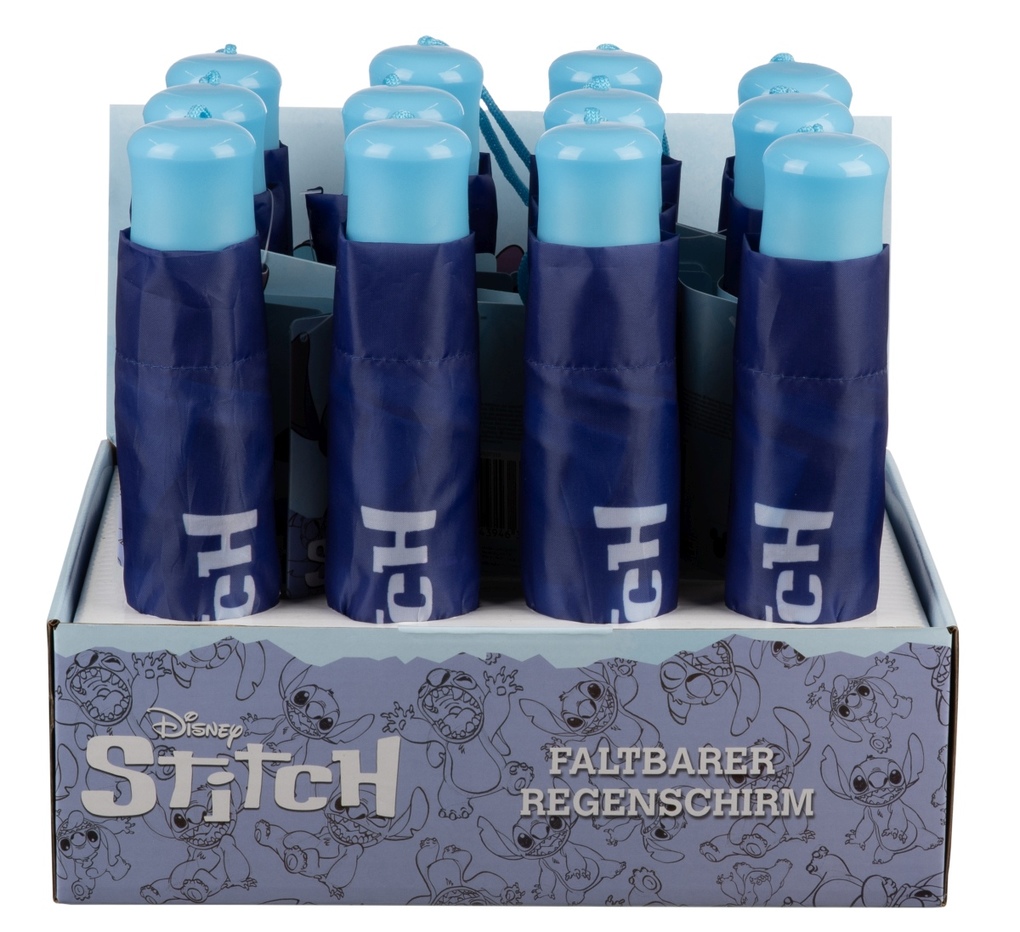 Weitere Ansicht: Undercover Regenschirm faltbarer Regenschirm Disney Stitch, Taschenschirm mit Schutzhülle, 94 cm Durchmesser, ideal für Kinderhände