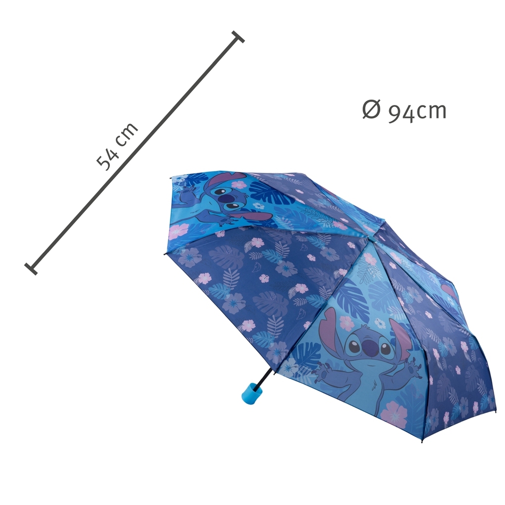 Weitere Ansicht: Undercover Regenschirm faltbarer Regenschirm Disney Stitch, Taschenschirm mit Schutzhülle, 94 cm Durchmesser, ideal für Kinderhände