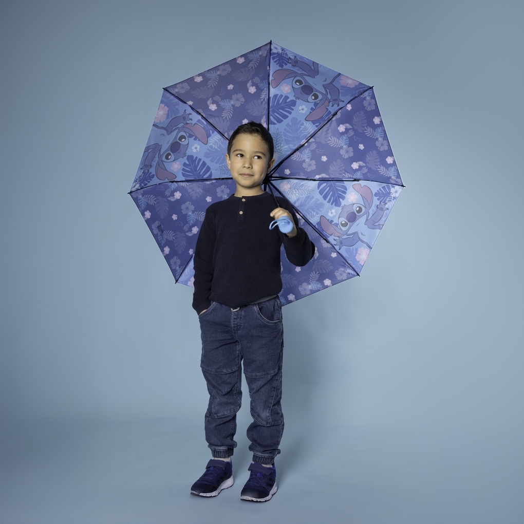 Weitere Ansicht: Undercover Regenschirm faltbarer Regenschirm Disney Stitch, Taschenschirm mit Schutzhülle, 94 cm Durchmesser, ideal für Kinderhände
